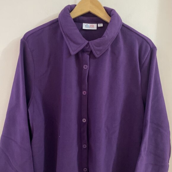 D&Co Womens Fleece Shirt Shacket Jacket Size 2X Purple Button Front Cozy NEW - Picture 2 of 9